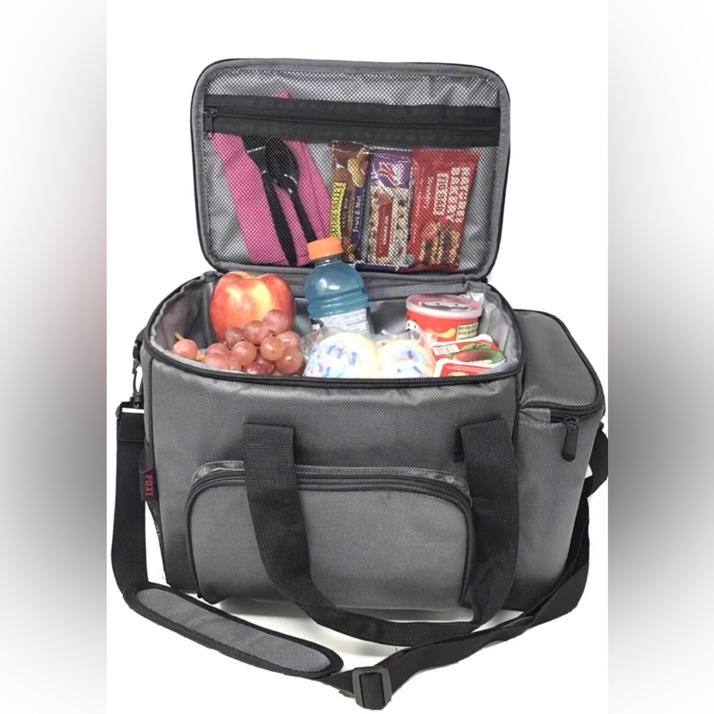 Large Reusable Lunch Cooler Bag for Men, Women and Children Lunch Bag (Gray)